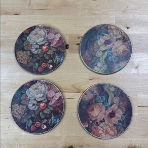 Vintage Lady Clare Round Coasters 4” Dutch Florals Set of 4 England